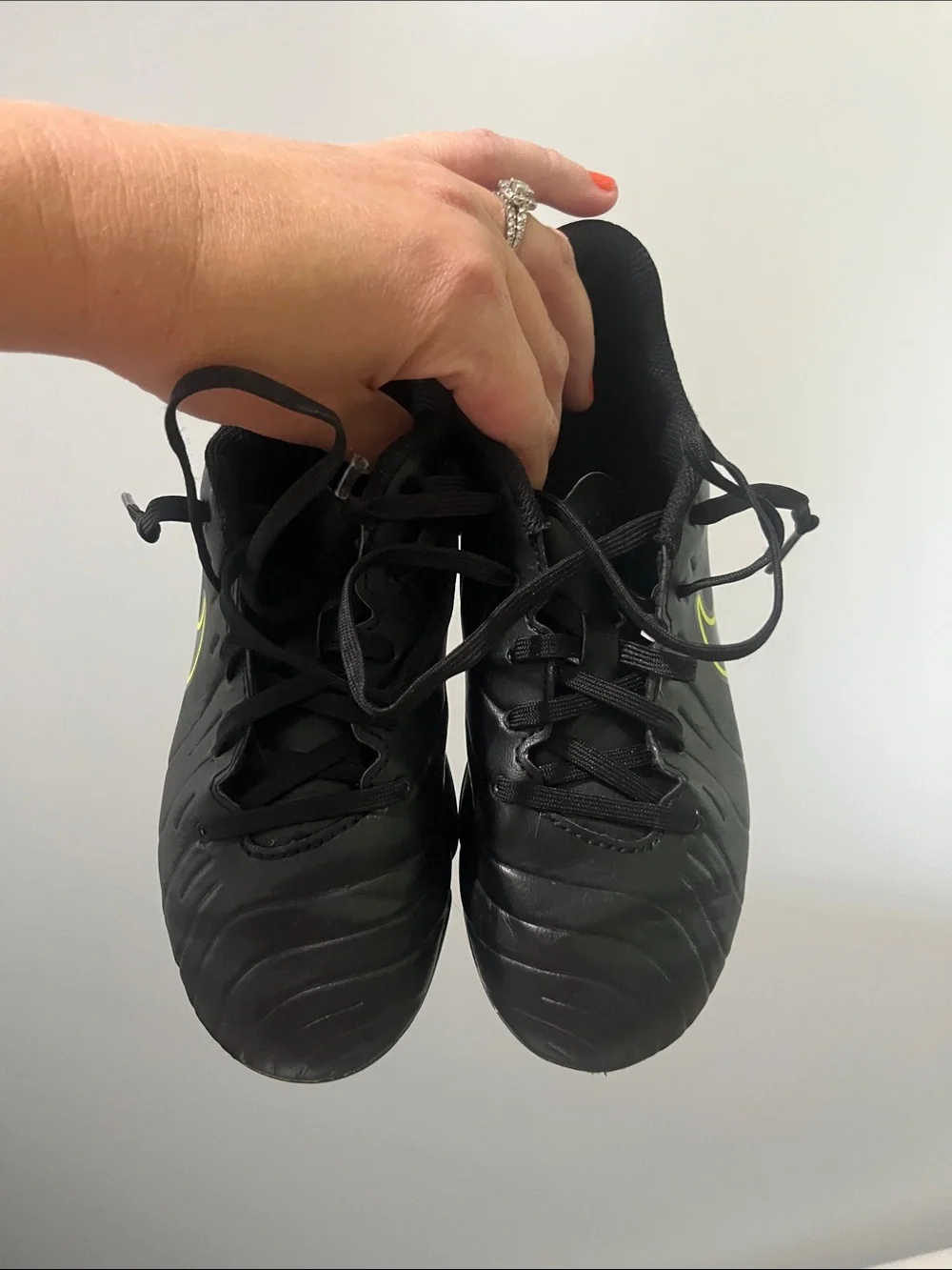 Nike Tiempo Legend Club 3Y 3 Black Soccer Cleats with Neon Yellow Swoosh